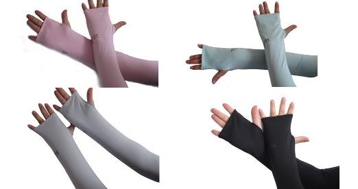 AUCH 4 Pairs Dul-purpose Sun Protection Cooler Fingerless Arm Sleeves Cover for Bike/Hiking/Golf/Cycling/Fishing/Driving/Jogging/Claiming (Black,White,Pink&Light Blue Color)