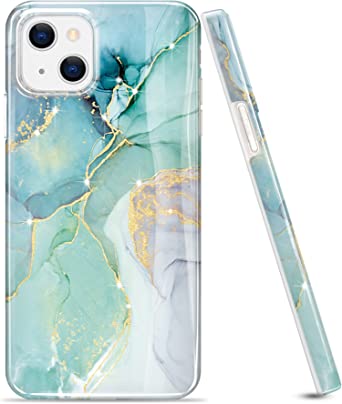 luolnh Gold Glitter Sparkle Case Compatible with iPhone 13 Case Marble Design Shockproof Slim Soft Silicone TPU Bumper Cover Phone Case for iPhone 13 6.1 Inch 2021-Abstract Mint