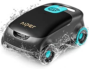 (2024 Upgrade) AIPER Scuba E1 Robotic Pool Vacuum, Auto-Parking Technology, 130 Mins Battery Life, Ideal for above Ground/Flat Pools up to 1100 Sq.ft