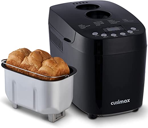 CUSIMAX Bread Maker Machine, with 3 LB Lage Capacity Nonstick Pan & 2 Dough Kneading Paddle, Digital, Programmable, 15-in-1, Gluten Free Black Automatic Bread Machine