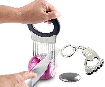TopEs Onion Holder, Onion Slicer, Aid Safe Cutting Onion and Potato, Odor Remover & Chopper(Gift: Bottle Opener Keychain)