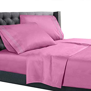 Nestl Bedding 4 Piece Sheet Set - 1800 Deep Pocket Bed Sheet Set - Hotel Luxury Double Brushed Microfiber Sheets - Deep Pocket Fitted Sheet, Flat Sheet, Pillow Cases, Flex-Top King - Light Pink