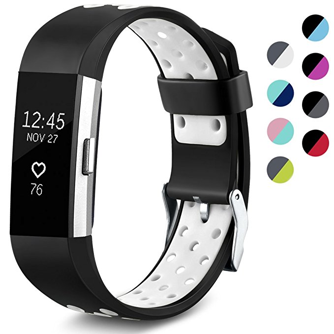 Maledan Replacement Sport Bands with Air Holes for Fitbit Charge 2