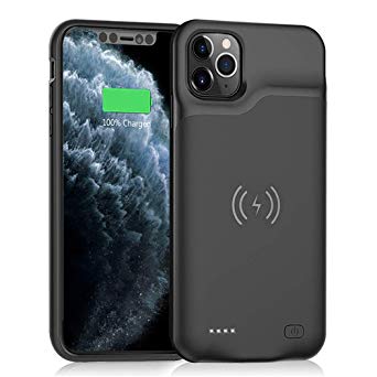 Battery Case for iPhone 11 Pro Max Wireless Charging, 6500mAh Portable Charging Case with Qi Wireless Charging for iPhone 11 Pro Max (6.5 inch) Rechargeable Extended Battery Charger Case (Black)