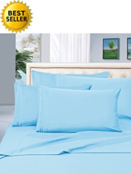 #1 Rated Best Seller Luxurious Bed Sheets Set on Amazon! Celine Linen® 1500 Thread Count Wrinkle,Fade and Stain Resistant 4-Piece Bed Sheet set, Deep Pocket, HypoAllergenic - Full Aqua Blue