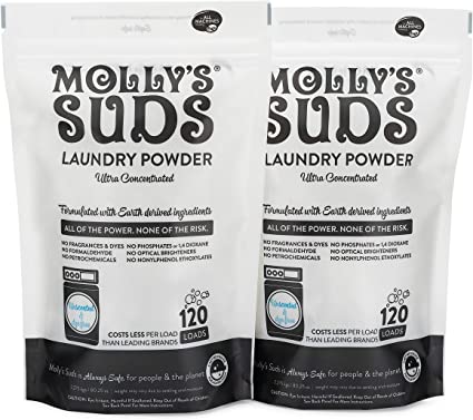 Molly's Suds Unscented Laundry Detergent Powder, Bundle of 2, 240 Loads Total, Natural Laundry Soap for Sensitive Skin