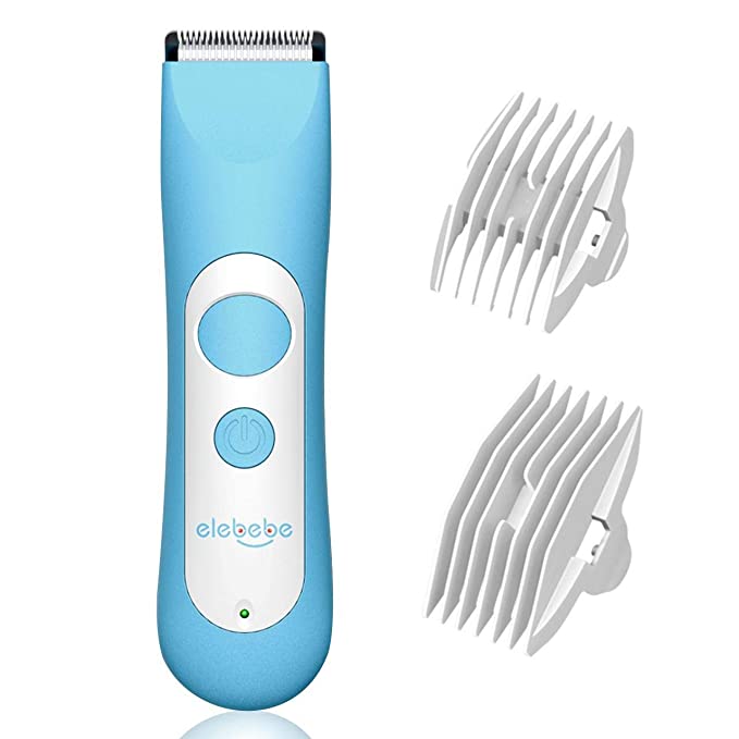 Kids Hair Clippers - Cordless Baby Hair Clippers with 2 Guide Combs, Ultra Quiet Hair Clippers for Kids, Rechargeable IPX7 Waterproof Kids Hair Clipper Sets, Lite Baby Hair Clippers elebebe