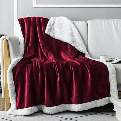 Everlasting Comfort Plush Sherpa Fleece Blanket - Dual Sided, Reversible Sherpa Throw Blanket - Warm, Comfy, Ultra Soft Throw Blanket