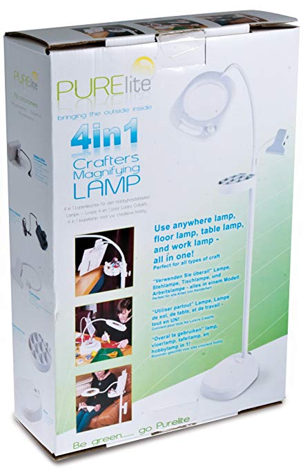 Purelite 4-in-1 Crafters Magnifying Lamp, Plastic, White