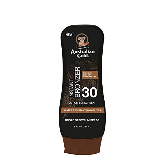 Australian Gold Sunscreen Lotion with Instant Bronzer SPF 30, 8 Ounce | Broad Spectrum | Water Resistant | Non-Greasy | Oxybenzone Free | Cruelty Free