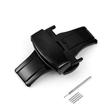 iStrap Stainless Steel Butterfly Deployant Buckle Double Push Spring Pin Buckle Watchband Clasp Color & Width (16mm,18mm,20mm 22mm)