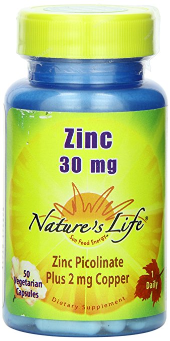 Nature's Life Zinc Picolinate Capsules, 30 Mg, Plus 2mg Copper,  50 Count