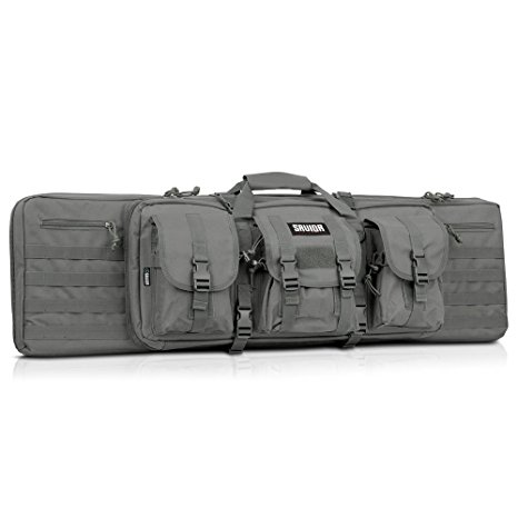 Savior Equipment Tactical Double Long Rifle Pistol Gun Bag Firearm Transportation Case w/Backpack - Lockable Compartment, Available Length in 36" 42" 46" 55"