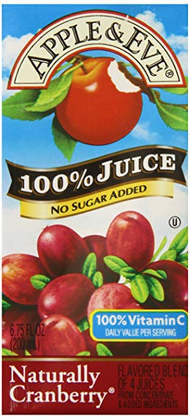 Apple & Eve 100% Juice, Natural Cranberry, 6.75 Fluid-oz., 40 Count,