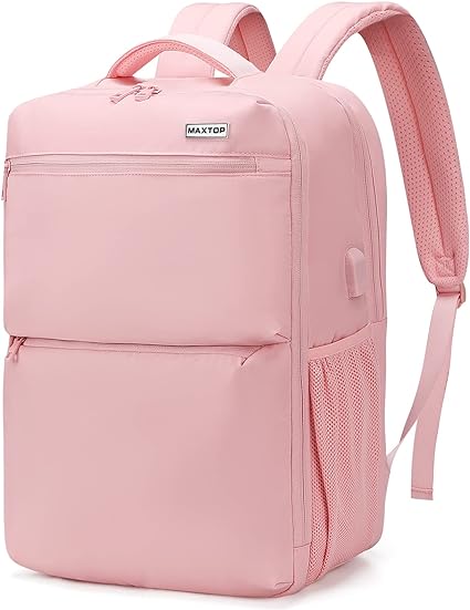 MAXTOP Travel Backpack for Women Carry On Backpack with USB Charging Port 15.6 inch Laptop Backpacks Flight Approved College Bag Casual Daypack for Weekender Business Pink