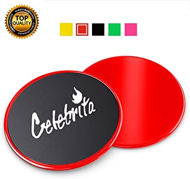 Celebrita 2 Packs of Gliding Discs Core Sliders Ab, Back, Hip, and Leg Exercise Gear for Gym, Home, Yoga, Pilates | Strengthen Abdominals, Burn Fat, Improve Balance