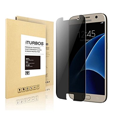 Samsung Galaxy S7 Privacy Screen Protector, iTURBOS(TM) 0.3mm 2.5D Rounded Privacy Tempered Glass,Anti-Spy Fingerprint Explosion Proof Protector Glass
