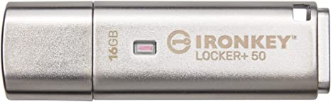 Kingston Ironkey Locker  50 16GB Encrypted USB Flash Drive | USB 3.2 Gen 1 | XTS-AES Protection | Multi-Password Security Options | Automatic Cloud Backup | Metal Casing | IKLP50/16GB