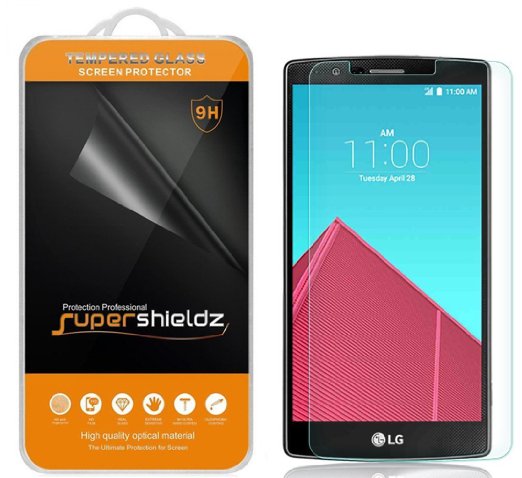 [2-Pack] LG G4 Tempered Glass Screen Protector, Supershieldz® Ballistics Glass 0.3mm 9H Hardness Anti-Scratch, Anti-Fingerprint, Bubble Free -Crystal Clear - Retail Packaging