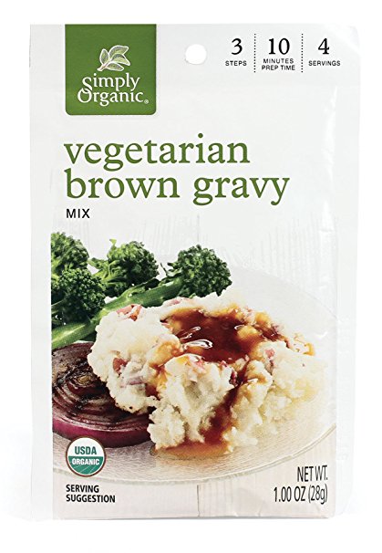 Simply Organic Vegetarian Brown Gravy, Seasoning Mix, Certified Organic, 1-Ounce Packets (Pack of 12)
