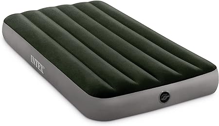 INTEX 64107E Dura-Beam Standard Prestige Air Mattress: Fiber-Tech – Twin Size – 10in Bed Height – 300lb Weight Capacity – Pump Sold Separately, Green