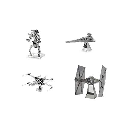 Metal Earth 3D Model Kits - Star Wars Set of 4 - X-Wing - Destroyer Droid - Imperial Star Destroyer - TIE Fighter