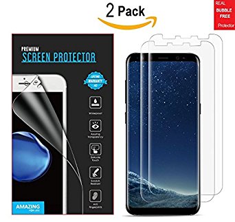 Galaxy S8 Screen Protector [2 Pack][Full Coverage Not Glass], Amazingforless Samsung Galaxy S8 Bubble-Free [Case-Friendly] Screen Protector for Galaxy S8