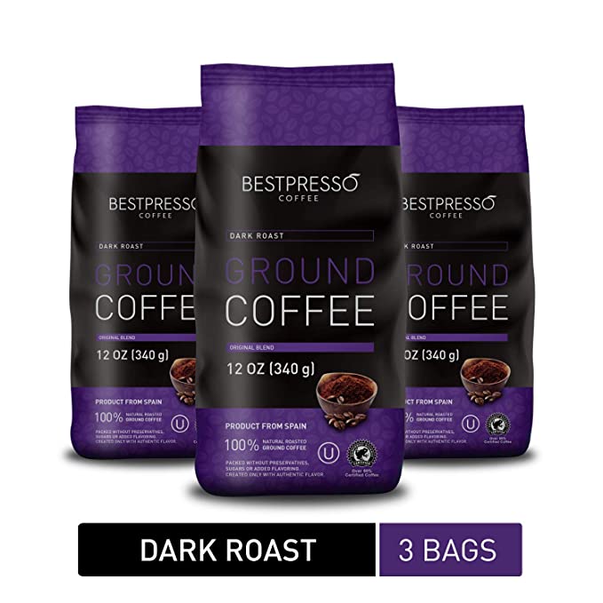 Bestpresso Ground Coffee (Dark Roast, 12 Ounce (Pack of 3))