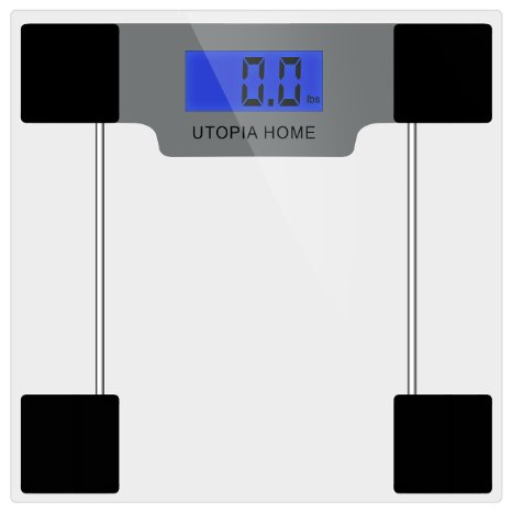 Digital Glass Bathroom Scale Ultra Slim Tempered Glass - Clear - by Utopia Home