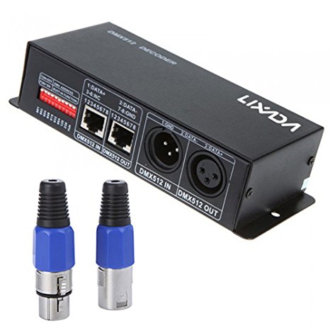 Lixada DC 12V-24V 3 Channel DMX Decorder LED Controller for RGB 5050 3528 LED Strip Light