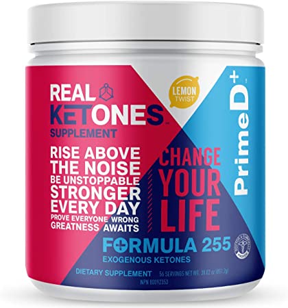 Real Ketones™ Lean For Life (Prime D ) Exogenous Keto BHB   MCT Oil for Ketosis in 1 Hour - 56 Servings - Drink Mix Powder Supplement with Electrolytes – Lemon Twist