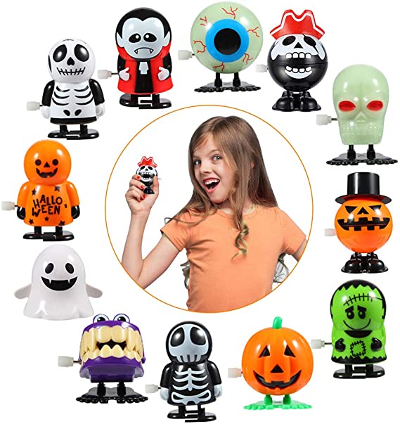 ThinkMax 12 Pcs Halloween Wind Up Toys Assorted Clockwork Toys for Kids Halloween Party Favors, Goodie Bag Filler