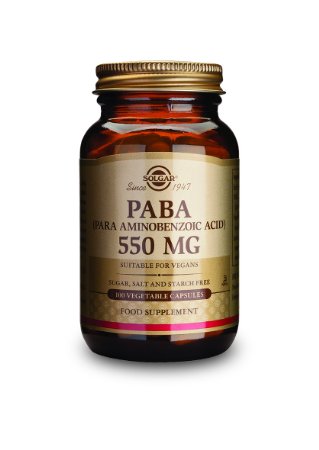 Solgar Paba Vegetable Capsules, 550 mg, 100 Count