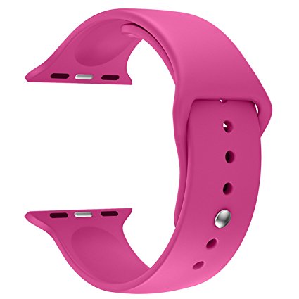 Valuebuybuy Sport Style Soft Silicone Replacement Strap bands for Apple Wrist Watch, 38mm S/M - Hot Pink