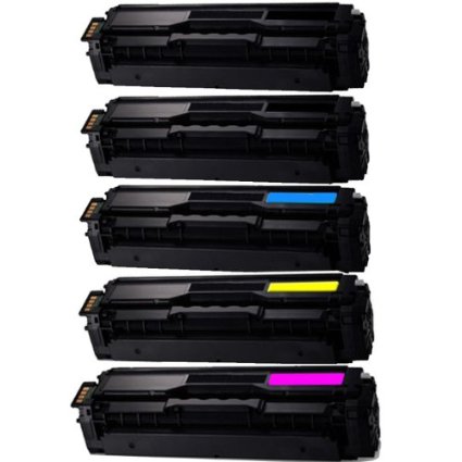 Compatible for Samsung CLT-K504S,CLT-C504S,CLT-Y504S,CLT-M504S compatible toner cartridge replacement for Xpress SL-C1860FW/C1810W,CLX-4195FN/4195FW,CLP-415NW color laser printers (5-pc 2x Black Cyan Yellow Magenta)