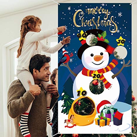 Christmas Snowman Toss Game with 3 Bean Bags, Fun Indoor Outdoor Game for Kids and Adults in Christmas Party Activities