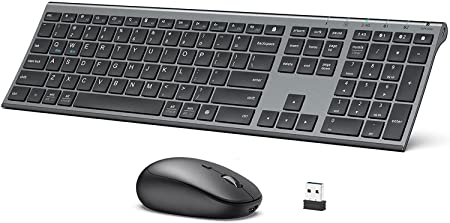 iClever DK03 Bluetooth Keyboard and Mouse, Rechargeable Dual-Mode (Bluetooth   2.4G) Wireless Keyboard and Mouse Combo, Ultra-Slim Multi-Device Keyboard for Mac, iPad, Apple, Android, Windows,Grey