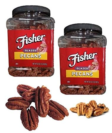 Twin Pack Combo- Delicious Fisher Fresh Glazed Pecans Jar of 2 Lb (32 Oz) Each