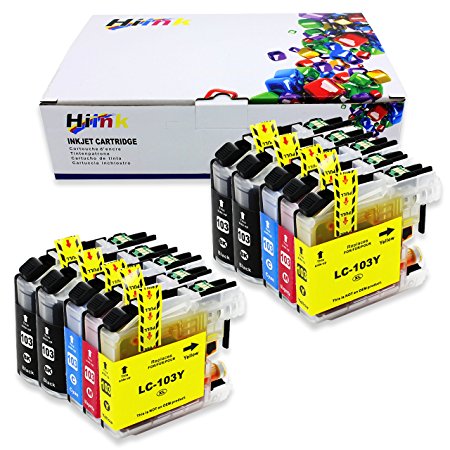 HIINK 10 Pack LC103XL Ink Cartridge Replacement for Brother LC-103 LC101 Ink Used in Brother MFC-J245 MFC-J285DW MFC-J450DW MFC-J475DW MFC-J650DW MFC-J870DW MFC-J875DW(4BK 2C 4M 2Y, 10-Pack)