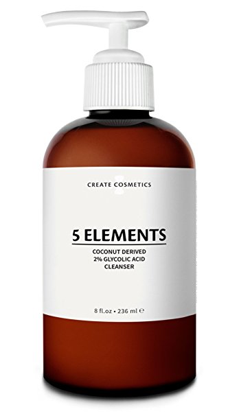5 Elements Cleanser - Glycolic Acid & Coconut Derived Face & Body Wash for Blemished Skin by Create Cosmetics - 8 fl.oz