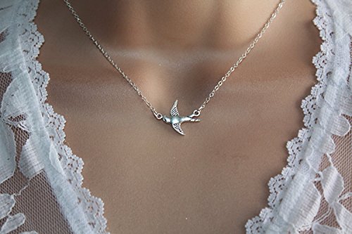 Simple Sparrow Necklace - Silver Bird Necklace