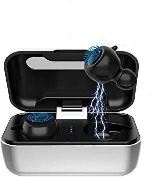 Wireless Earbuds Hi-Fi Sound Bluetooth Headphones IPX5 Waterproof 120H Playtime Bluetooth 5.0 in-Ear Built-in Mic and Magnetic Inductive 3000 mAH Charging Case for iPhone Android