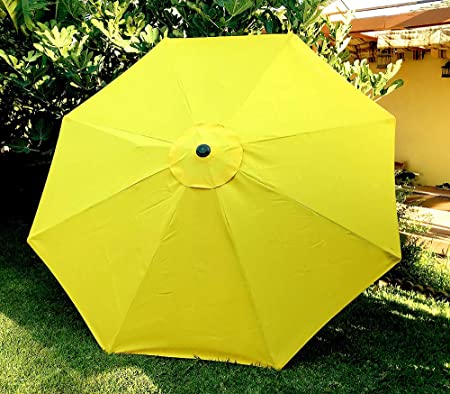 BELLRINO DECOR 10 ft 8 Ribs Replacement Yellow Strong & Thick Umbrella Canopy 10 ft 8 Ribs Yellow (Canopy Only)