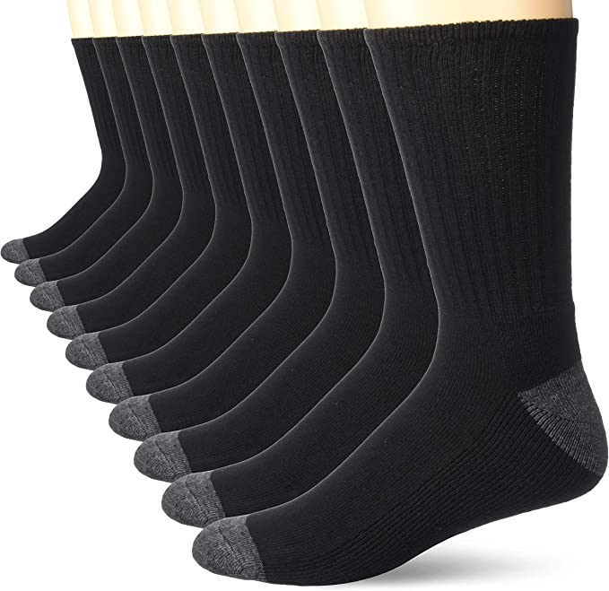 Amazon Essentials mens 10-Pack Cotton Half Cushioned Crew Socks