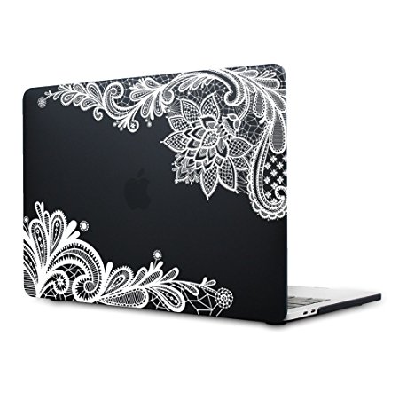 Dongke New MacBook Pro 15 Case ,Stylish Lace Design for Lady Frosted Sleeve Cover for Apple MacBook Pro 15 inch with Multi-Touch Bar (Model:A1707 ,Latest Release 2017 & Oct 2016) (Black)