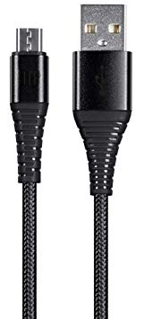 Monoprice USB 2.0 Micro B to Type A Charge & Sync Cable - 6 Feet - Black Nylon-Braid, Durable, Kevlar-Reinforced - AtlasFlex Series