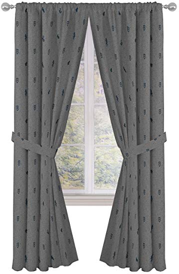 Jay Franco Harry Potter Draco Dormiens 84" Inch Drapes - Beautiful Room Décor & Easy Set Up, Bedding Features Hogwarts Crest - Curtains Include 2 Tiebacks, 4 Piece Set (Official Harry Potter Product)