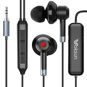 Active Noise Cancelling headphone, Voksun ANC 30 dB Headphone with Microphone and 3.5mm Plug for IOS Android Smartphones MP3 Players - Black