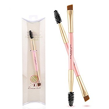 PrettyDiva Eyebrow Duo Brush- Angled Brow Brush With Spoolie Dual Precision Makeup Brushes