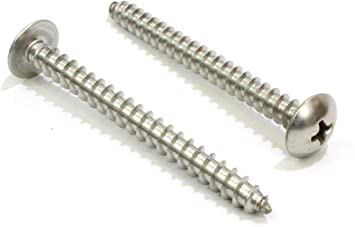 #10 x 2" Stainless Truss Head Phillips Wood Screw (100pc) 18-8 (304) Stainless Steel Screws by Bolt Dropper